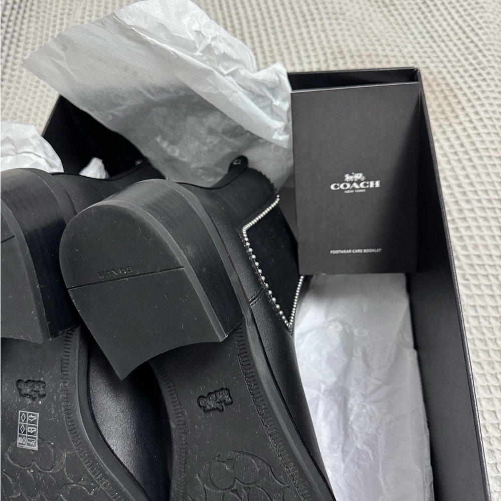 Coach Black Ankle Boots with Silver Accents - Picture 5 of 8